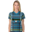 Playing with Plaid Kitten (Blue) Pattern V-Neck Sport Mesh Tee View1