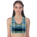 Playing with Plaid Kitten (Blue) Pattern Sports Bra View1