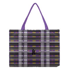 Playing With Plaid Kitten (purple) Halloween Pattern Medium Tote Bag by emilyzragz