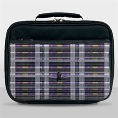 Playing With Plaid Kitten (purple) Halloween Pattern Lunch Bag by emilyzragz