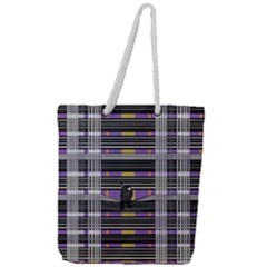 Playing With Plaid Kitten (purple) Halloween Pattern Full Print Rope Handle Tote (large) by emilyzragz