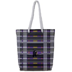 Playing With Plaid Kitten (purple) Halloween Pattern Full Print Rope Handle Tote (small) by emilyzragz