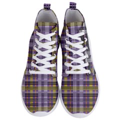 Playing With Plaid Kitten (purple) Halloween Pattern Men s Lightweight High Top Sneakers by emilyzragz