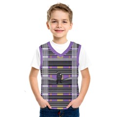 Playing With Plaid Kitten (purple) Halloween Pattern Kids  Sportswear by emilyzragz