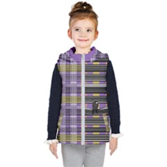 Playing With Plaid Kitten (purple) Halloween Pattern Kid s Hooded Puffer Vest by emilyzragz