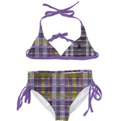 Playing With Plaid Kitten (purple) Halloween Pattern  Kids  Classic Bikini Set