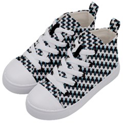 Massaging Kitties Houndstooth Pattern Kid s Mid-top Canvas Sneakers by emilyzragz