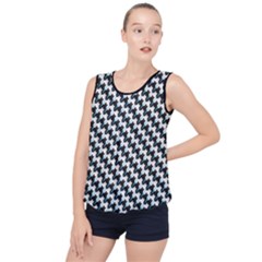 Massaging Kitties Houndstooth Pattern Bubble Hem Chiffon Tank Top