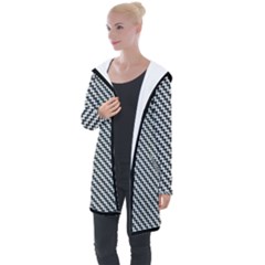 Massaging Kitties Houndstooth Pattern Longline Hooded Cardigan