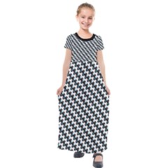 Massaging Kitties Houndstooth Pattern Kids  Short Sleeve Maxi Dress by emilyzragz