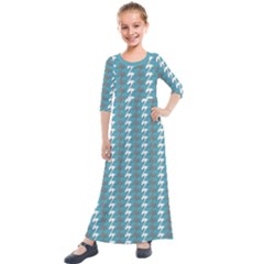 Swan Herd Houndstooth Pattern  Kids  Quarter Sleeve Maxi Dress by emilyzragz