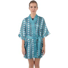 Swan Herd Houndstooth Pattern  Quarter Sleeve Kimono Robe