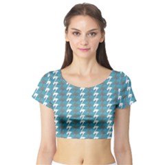 Swan Herd Houndstooth Pattern  Short Sleeve Crop Top by emilyzragz