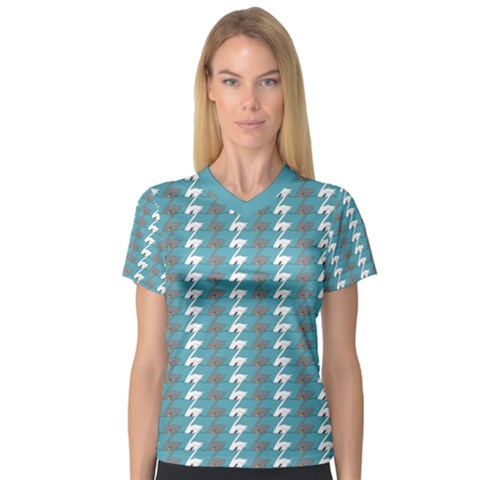 Swan Herd Houndstooth Pattern  V-neck Sport Mesh Tee by emilyzragz