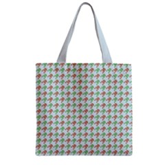 Amphibians Hopping Houndstooth Pattern Zipper Grocery Tote Bag by emilyzragz