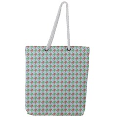 Amphibians Hopping Houndstooth Pattern Full Print Rope Handle Tote (large) by emilyzragz