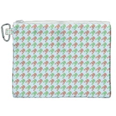 Amphibians Hopping Houndstooth Pattern Canvas Cosmetic Bag (xxl) by emilyzragz