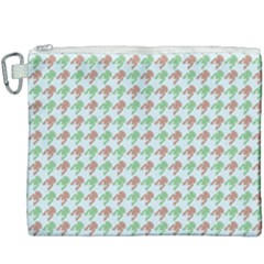 Amphibians Hopping Houndstooth Pattern Canvas Cosmetic Bag (xxxl) by emilyzragz