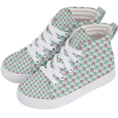 Amphibians Hopping Houndstooth Pattern Kid s Hi-top Skate Sneakers by emilyzragz