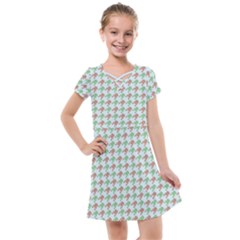 Amphibians Hopping Houndstooth Pattern Kids  Cross Web Dress by emilyzragz