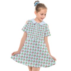 Amphibians Hopping Houndstooth Pattern Kids  Short Sleeve Shirt Dress by emilyzragz