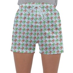 Amphibians Hopping Houndstooth Pattern Sleepwear Shorts by emilyzragz