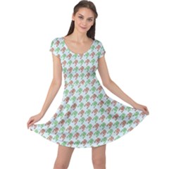 Amphibians Hopping Houndstooth Pattern Cap Sleeve Dress by emilyzragz