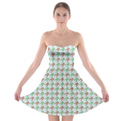 Amphibians Hopping Houndstooth Pattern Strapless Bra Top Dress by emilyzragz