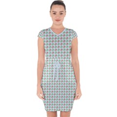 Amphibians Hopping Houndstooth Pattern Capsleeve Drawstring Dress  by emilyzragz