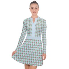 Amphibians Hopping Houndstooth Pattern Long Sleeve Panel Dress by emilyzragz