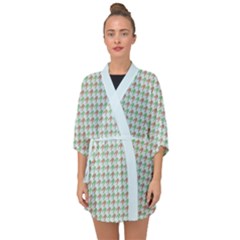 Amphibians Hopping Houndstooth Pattern Half Sleeve Chiffon Kimono by emilyzragz