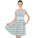 Amphibians Hopping Houndstooth Pattern Cap Sleeve Midi Dress View1