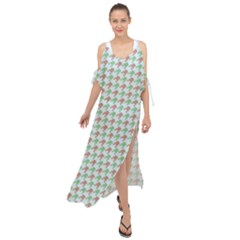 Amphibians Hopping Houndstooth Pattern Maxi Chiffon Cover Up Dress by emilyzragz