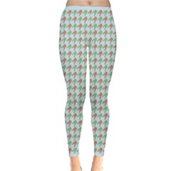 Amphibians Hopping Houndstooth Pattern Inside Out Leggings by emilyzragz