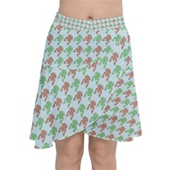 Amphibians Hopping Houndstooth Pattern Chiffon Wrap Front Skirt by emilyzragz