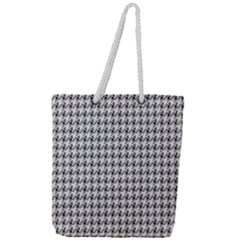 Luv Machine Robot Houndstooth Pattern (grey) Full Print Rope Handle Tote (large) by emilyzragz