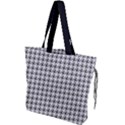 Luv Machine Robot Houndstooth Pattern Light Grey Drawstring Tote Bag View1