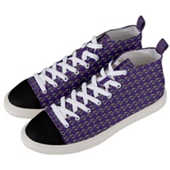 Luv Machine Robot Houndstooth Pattern (purple) Men s Mid-top Canvas Sneakers by emilyzragz