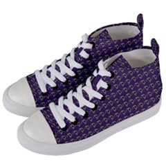 Luv Machine Robot Houndstooth Pattern (purple) Women s Mid-top Canvas Sneakers by emilyzragz