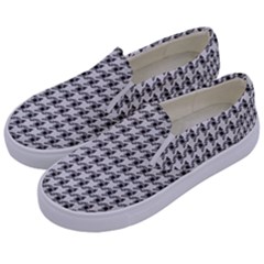 Luv Machine Robot Houndstooth Pattern (grey) Kids  Canvas Slip Ons by emilyzragz