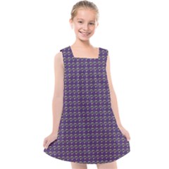 Luv Machine Robot Houndstooth Pattern (purple) Kids  Cross Back Dress by emilyzragz