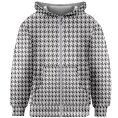 Luv Machine Robot Houndstooth Pattern (grey) Kids Zipper Hoodie Without Drawstring by emilyzragz