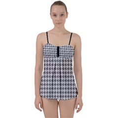 Luv Machine Robot Houndstooth Pattern (grey) Babydoll Tankini Set by emilyzragz