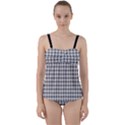 Luv Machine Robot Houndstooth Pattern (Grey) Twist Front Tankini Set View1