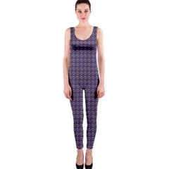 Luv Machine Robot Houndstooth Pattern (purple) One Piece Catsuit by emilyzragz