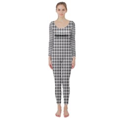 Luv Machine Robot Houndstooth Pattern (grey) Long Sleeve Catsuit by emilyzragz