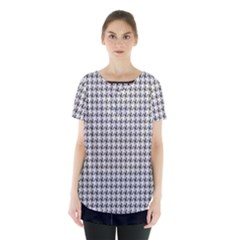 Luv Machine Robot Houndstooth Pattern Grey Skirt Hem Sports Top by emilyzragz