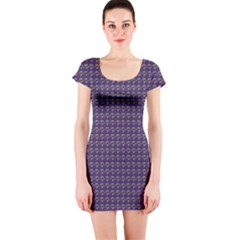 Luv Machine Robot Houndstooth Pattern (purple) Short Sleeve Bodycon Dress by emilyzragz