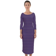 Luv Machine Robot Houndstooth Pattern (purple) Quarter Sleeve Midi Bodycon Dress by emilyzragz