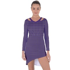 Luv Machine Robot Houndstooth Pattern (purple) Asymmetric Cut-out Shift Dress by emilyzragz